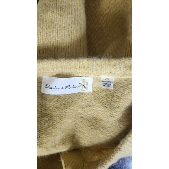 Charlie & Robin Button Down Mustard Long Sleeve Cardigan Wool/Angora Size M - Picture 4 of 5